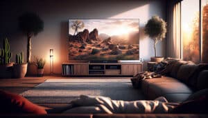 Televisore Samsung OLED 2025 in soggiorno moderno