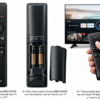Telecomando Samsung BN59-01455E in uso con Smart TV Samsung, controllo vocale e funzioni app streaming