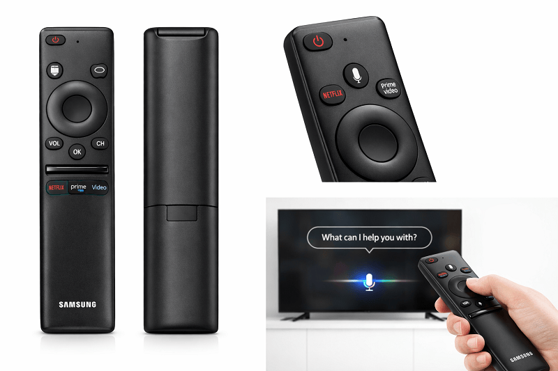 BN59‑01432D_2 Telecomando Samsung BN59-01432D originale vista frontale e retro, ricambio per Smart TV, pulsanti ergonomici